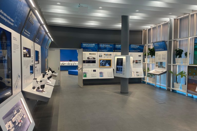 Broad variety of interactive exhibition installations showcasing the organisation's fields of work.