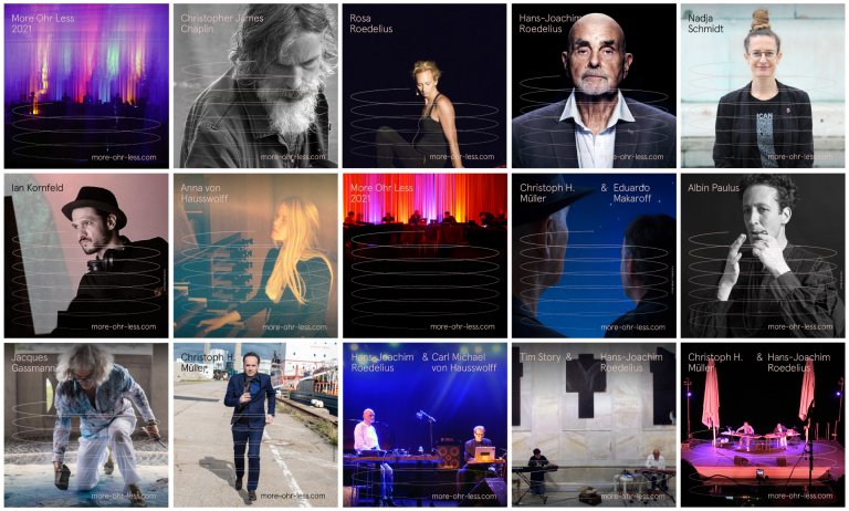 Verschiedenen Instagram Post der More Ohr Less Musiker*innen und Künster*innen