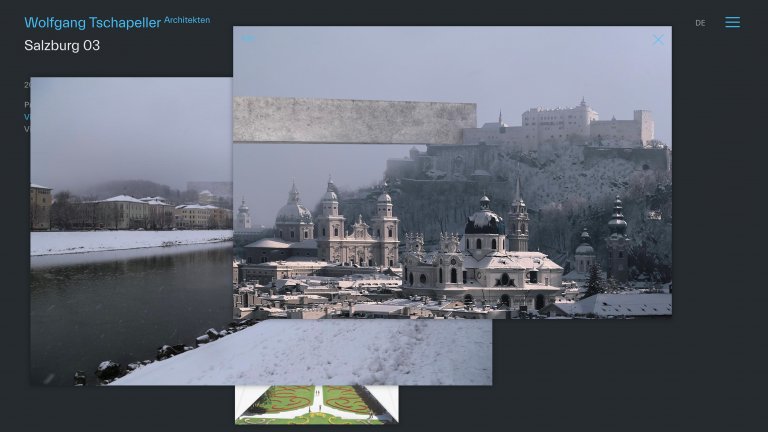 Projektseite "Salzburg 03" mit drei Beispielbildern, teilweise angeschnitten